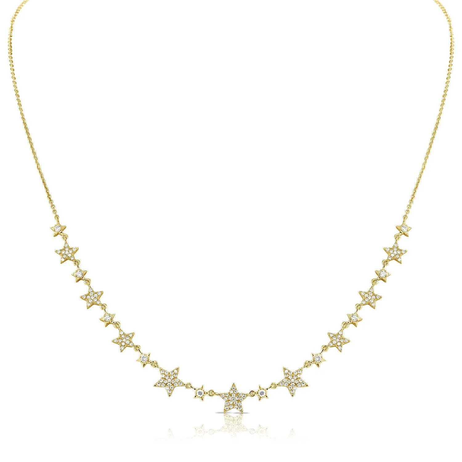 14K Yellow Gold Diamond Star Necklace