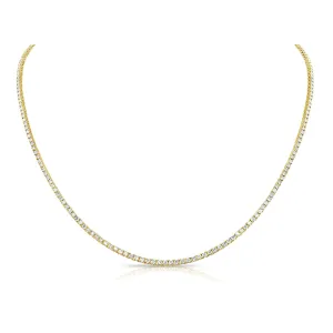 14K Yellow Gold Diamond Tennis Necklace
