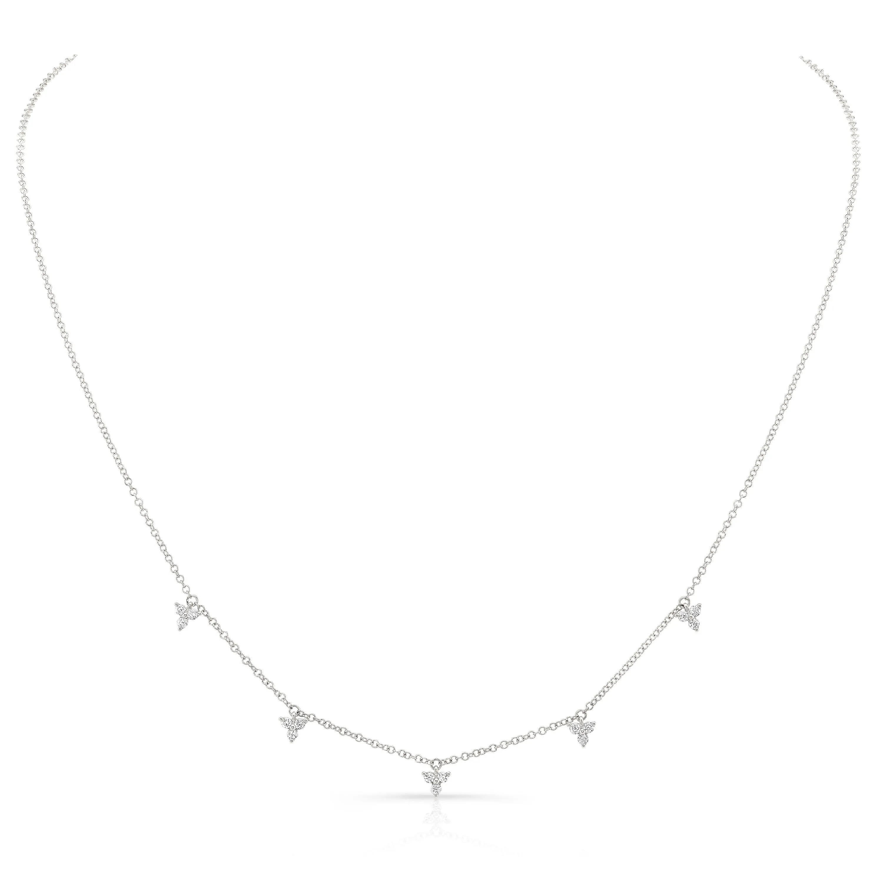 14K Yellow Gold Diamond Trio Drop Dangle Necklace