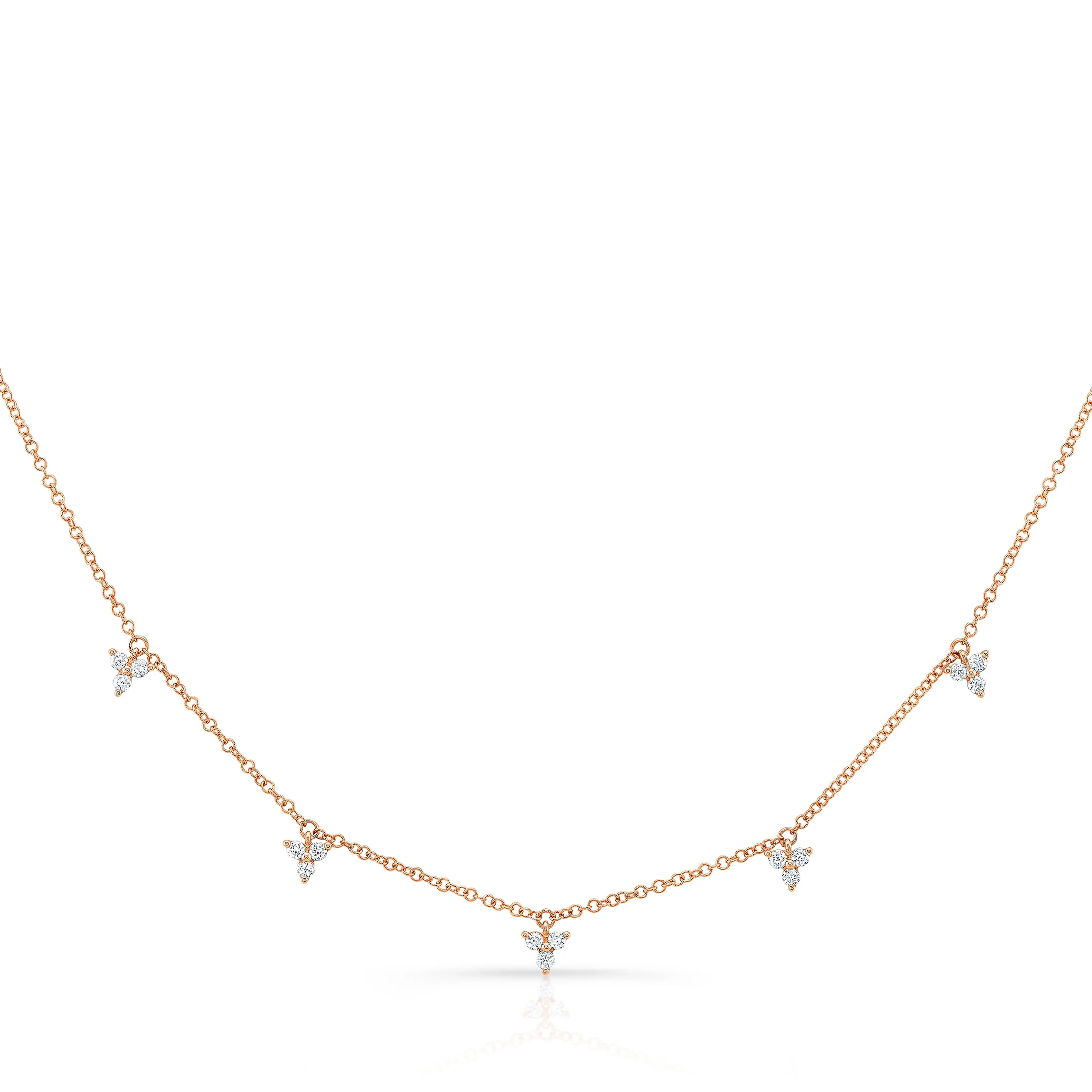 14K Yellow Gold Diamond Trio Drop Dangle Necklace