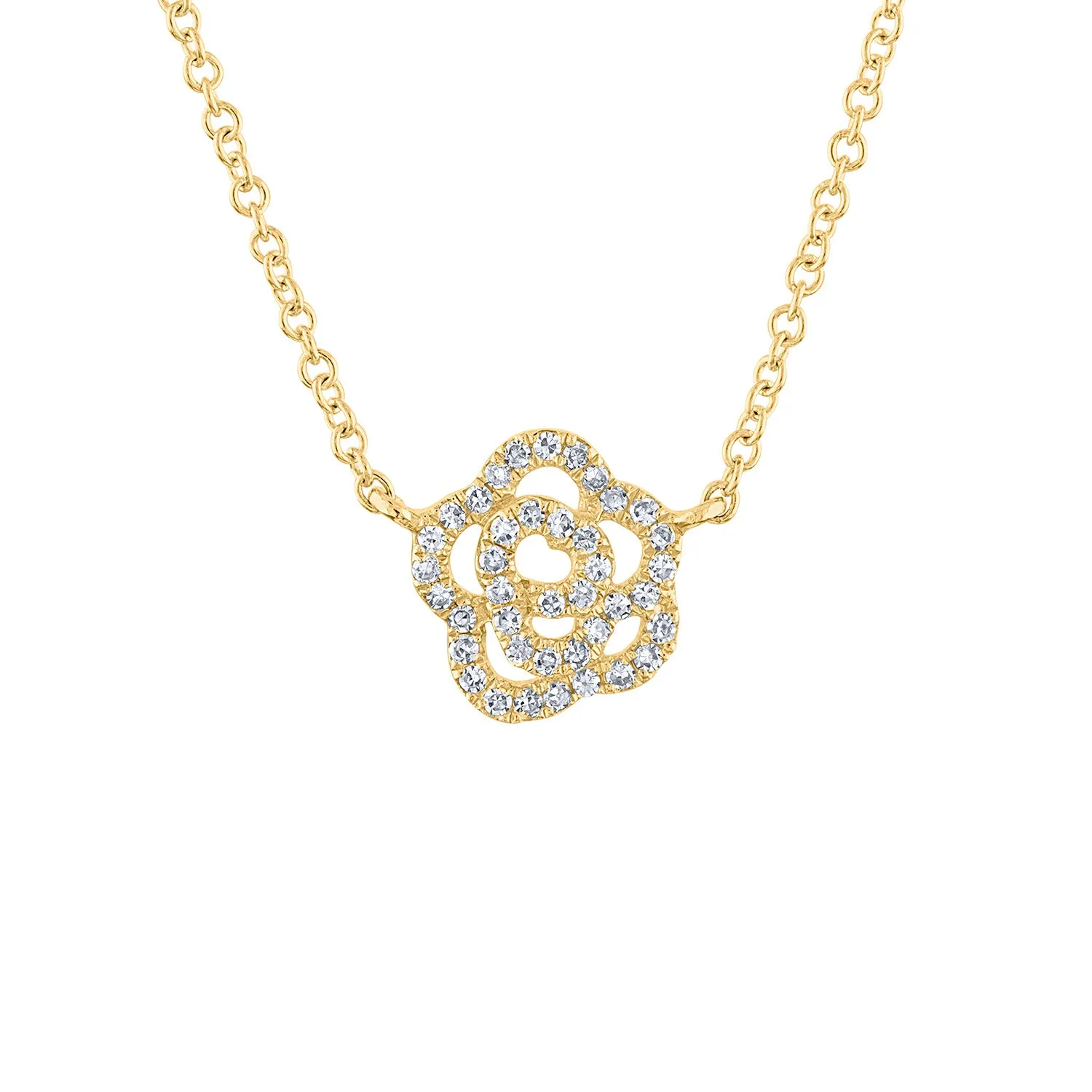 14KT GOLD DIAMOND FLOWER NECKLACE