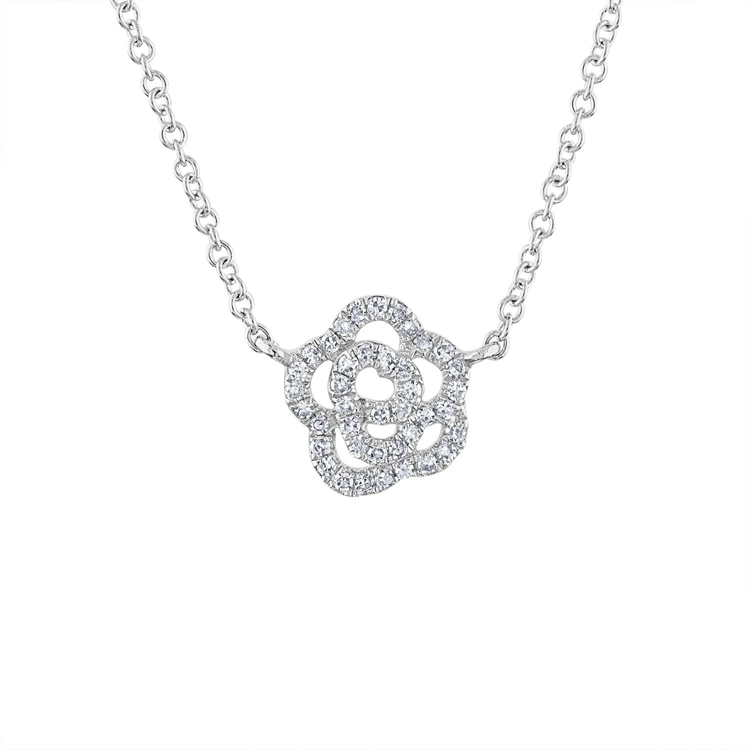 14KT GOLD DIAMOND FLOWER NECKLACE