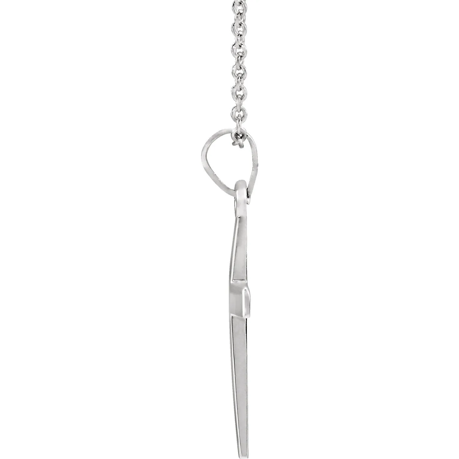 14KT White Gold Simple Cross Pendant Chain Necklace 18"