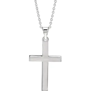 14KT White Gold Simple Cross Pendant Chain Necklace 18"