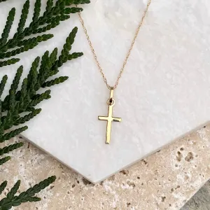 14KT Yellow Gold Mini Simple Cross Charm Necklace