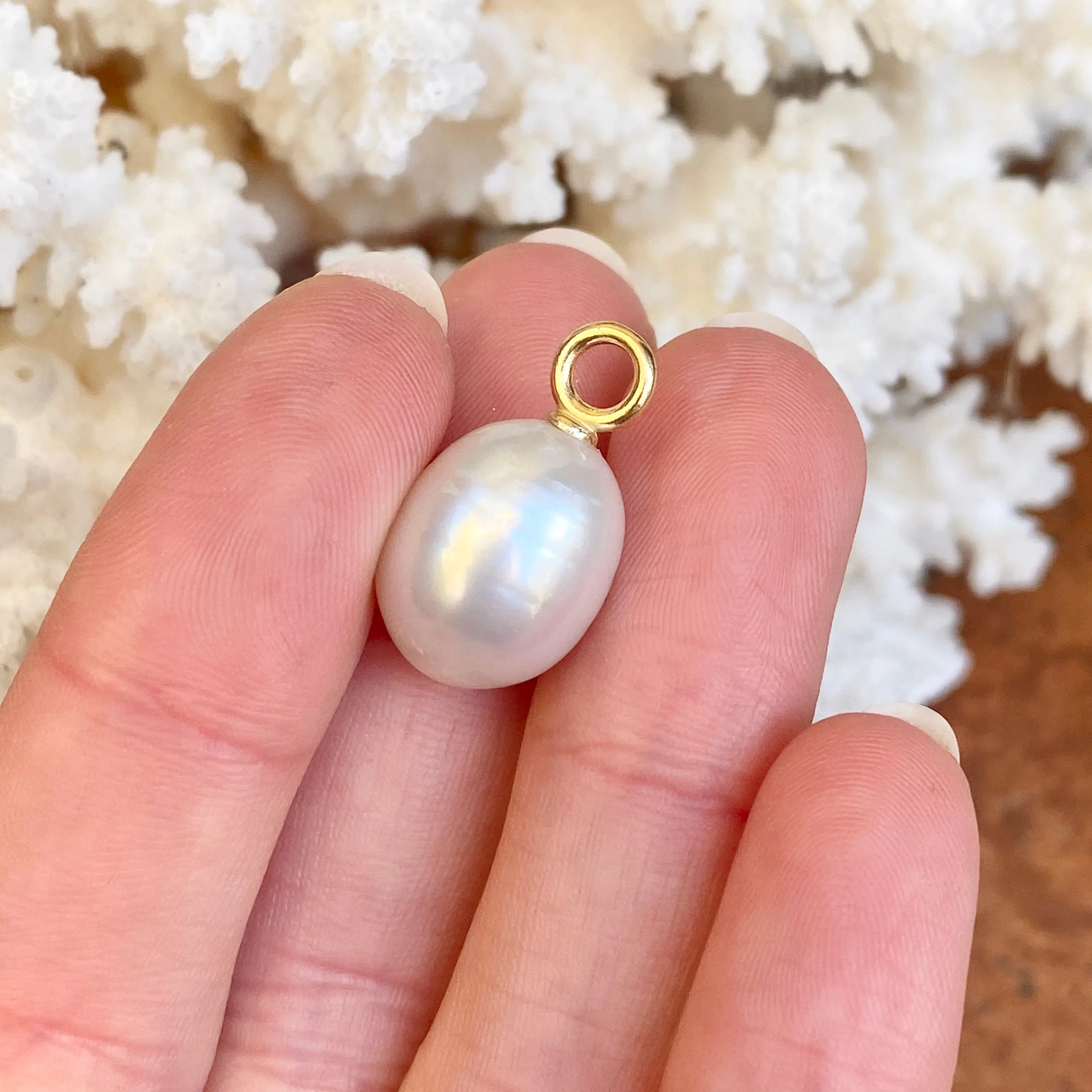 14KT Yellow Gold Oval Paspaley South Sea Pearl Simple Pendant 12mm