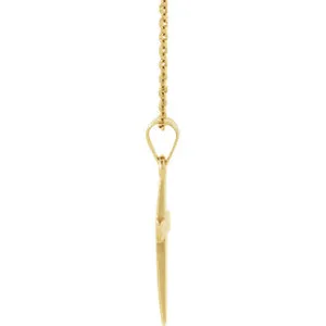 14KT Yellow Gold Simple Cross Pendant Chain Necklace 18"
