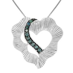 1/5 cttw Heart Blue Diamond Pendant Necklace in Sterling Silver