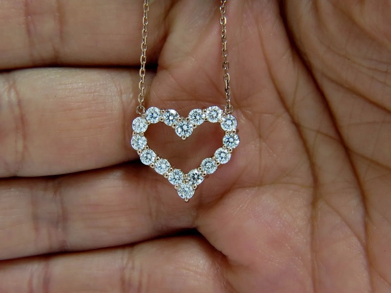 1.52ct natural diamonds heart necklace 14kt rose gold G/VS
