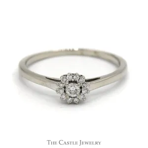 .15cttw Flower Shaped Diamond Cluster Ring in 10k White Gold