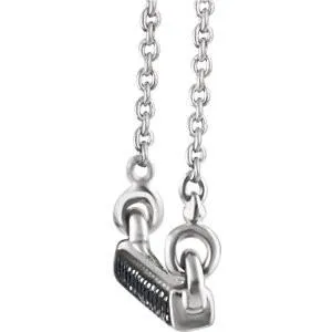 1/6 CTW Black Diamond Bar Necklace  16-18" - 14k White Gold