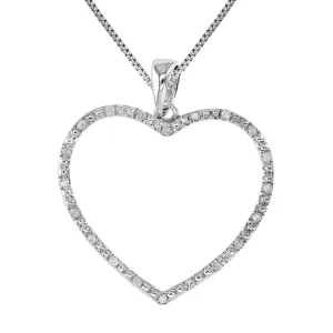 1/8 cttw Diamond Heart Outline Pendant in Sterling Silver