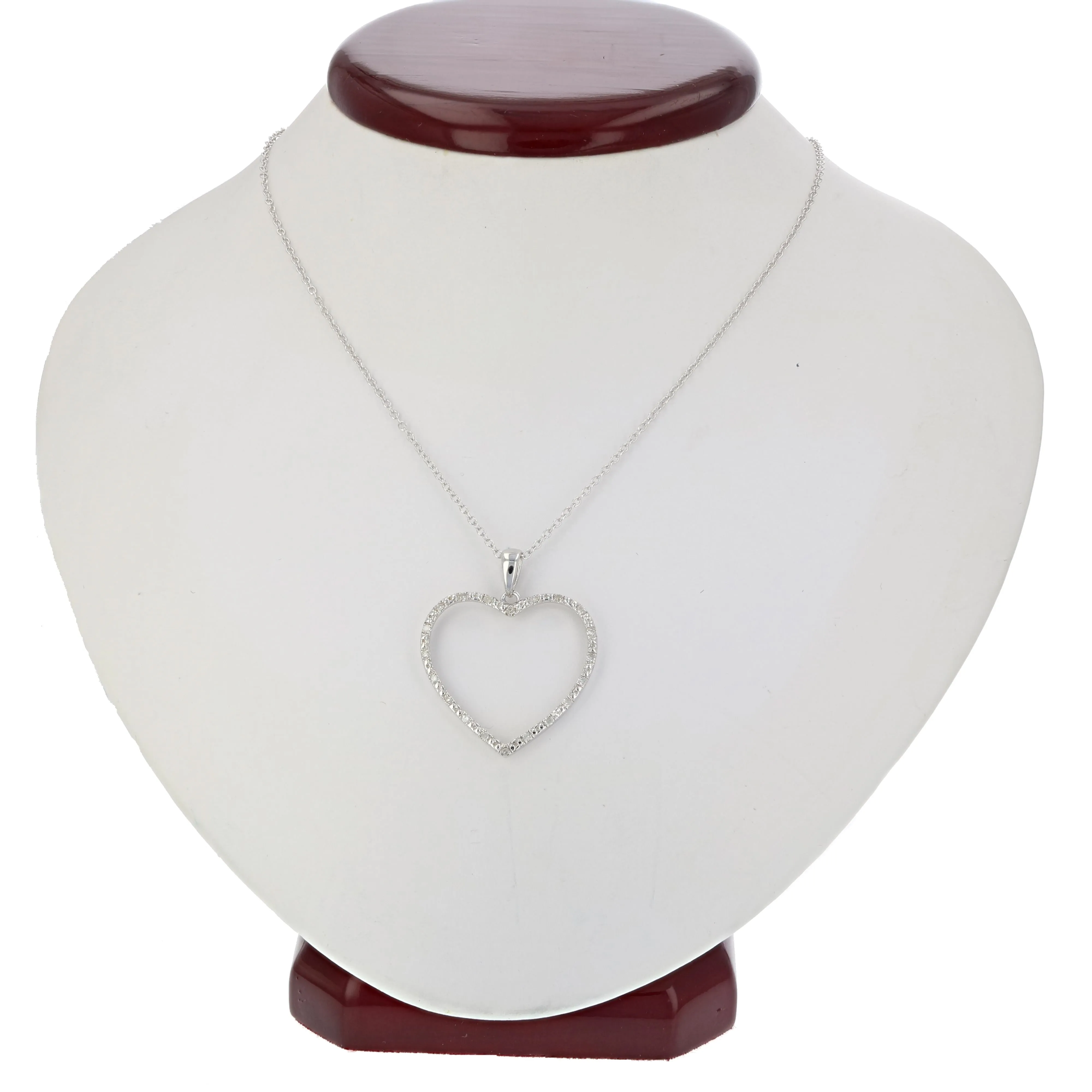 1/8 cttw Diamond Heart Outline Pendant in Sterling Silver
