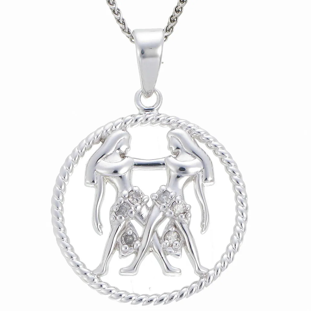 1/8 cttw Diamond Zodiac Pendant in Sterling Silver