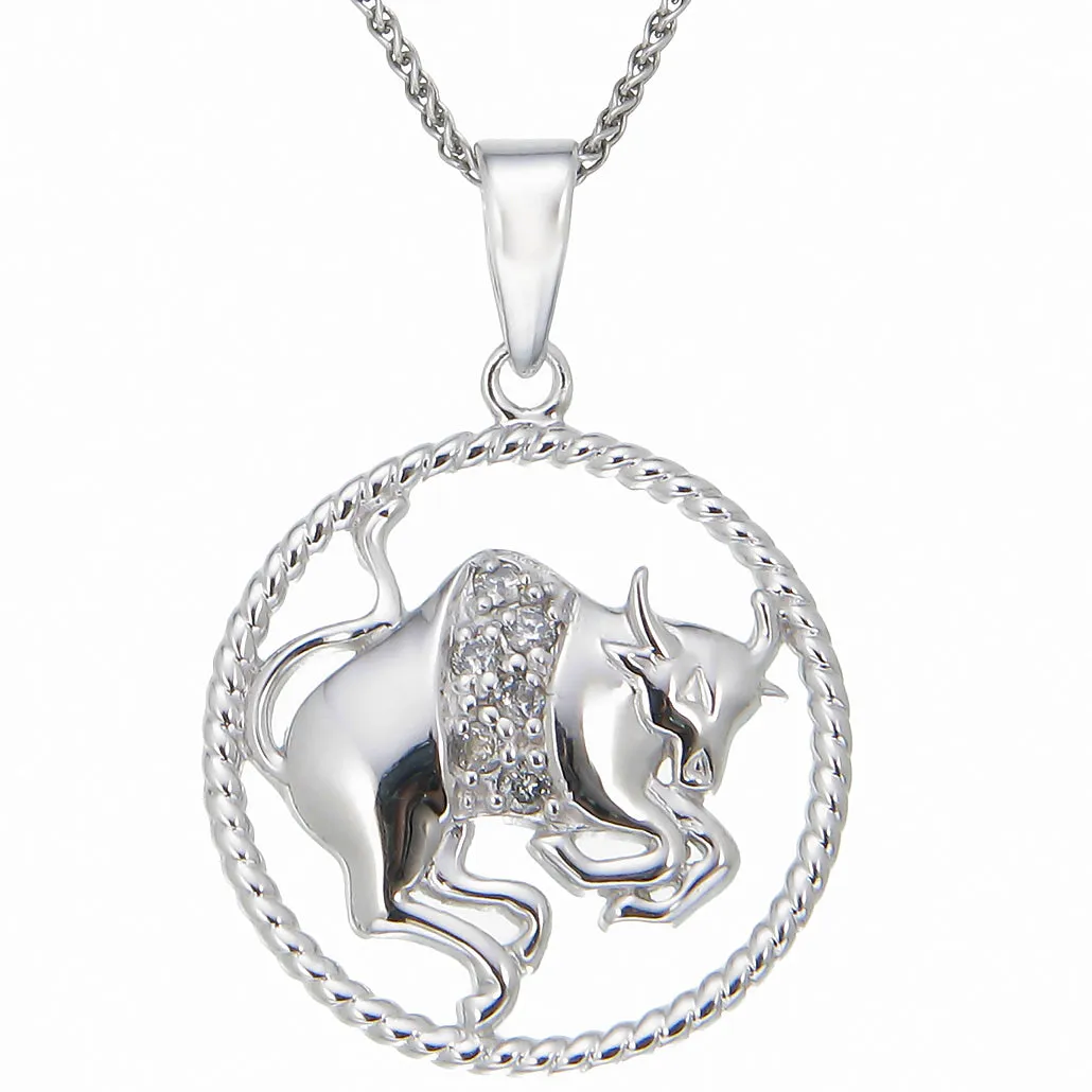 1/8 cttw Diamond Zodiac Pendant in Sterling Silver
