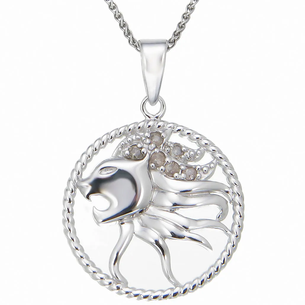 1/8 cttw Diamond Zodiac Pendant in Sterling Silver