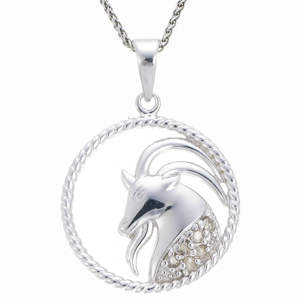 1/8 cttw Diamond Zodiac Pendant in Sterling Silver