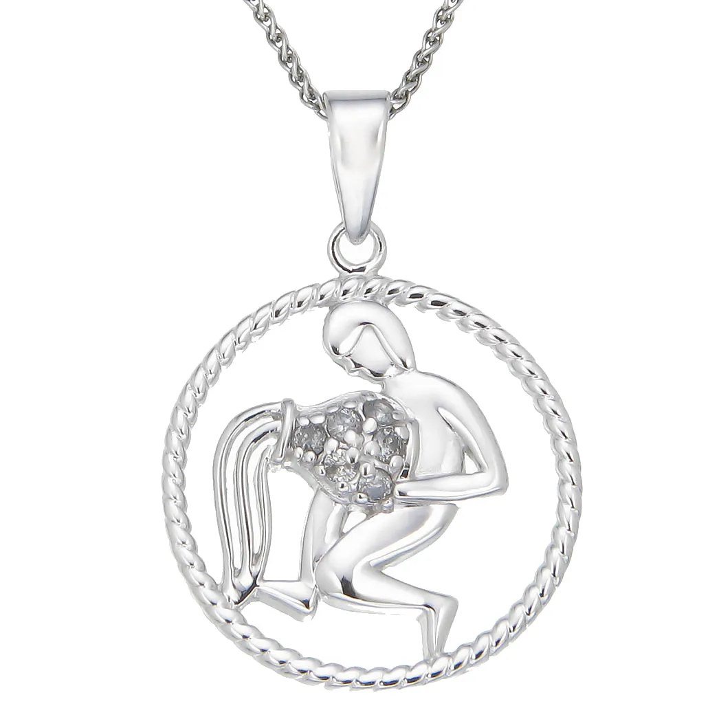 1/8 cttw Diamond Zodiac Pendant in Sterling Silver