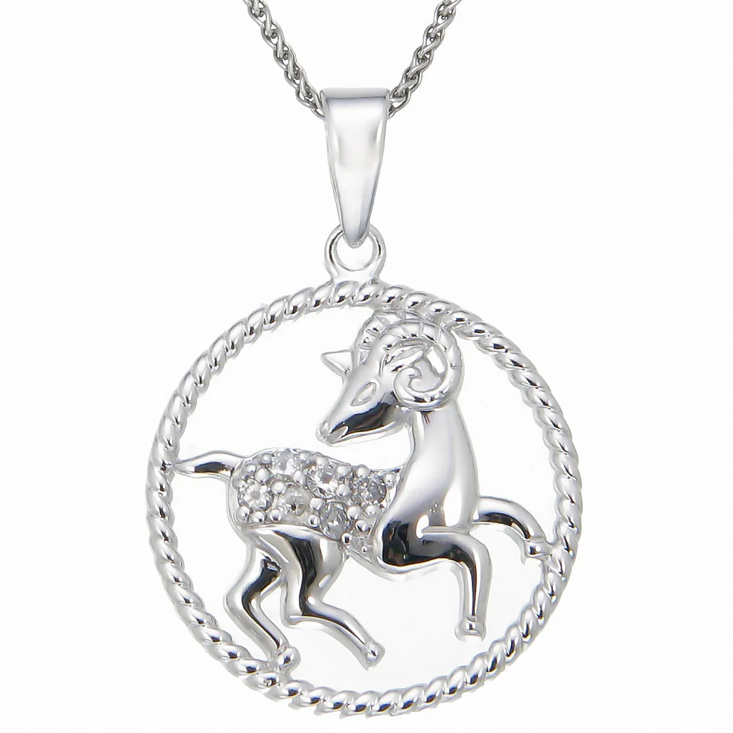 1/8 cttw Diamond Zodiac Pendant in Sterling Silver