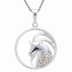 1/8 cttw Diamond Zodiac Pendant in Sterling Silver