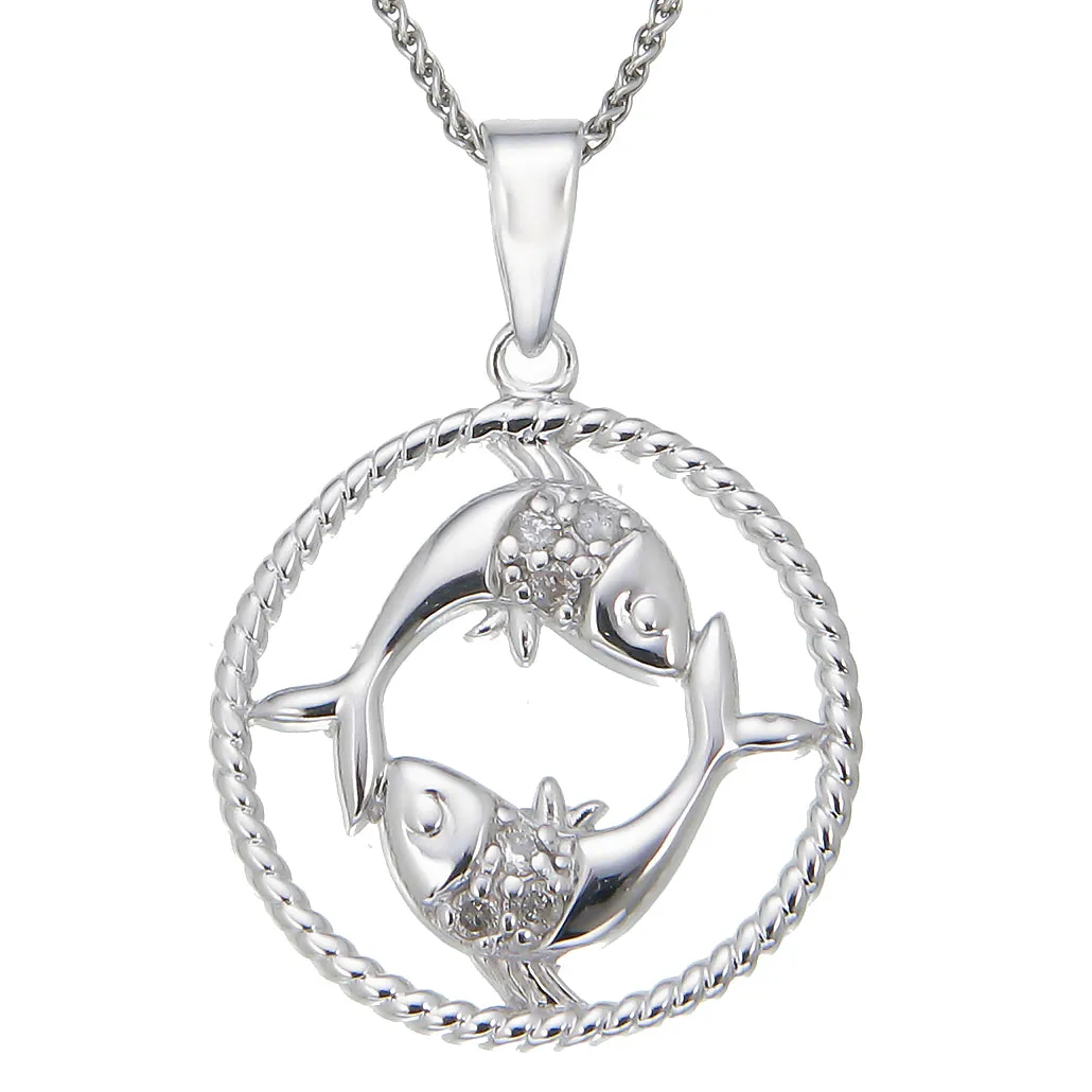 1/8 cttw Diamond Zodiac Pendant in Sterling Silver