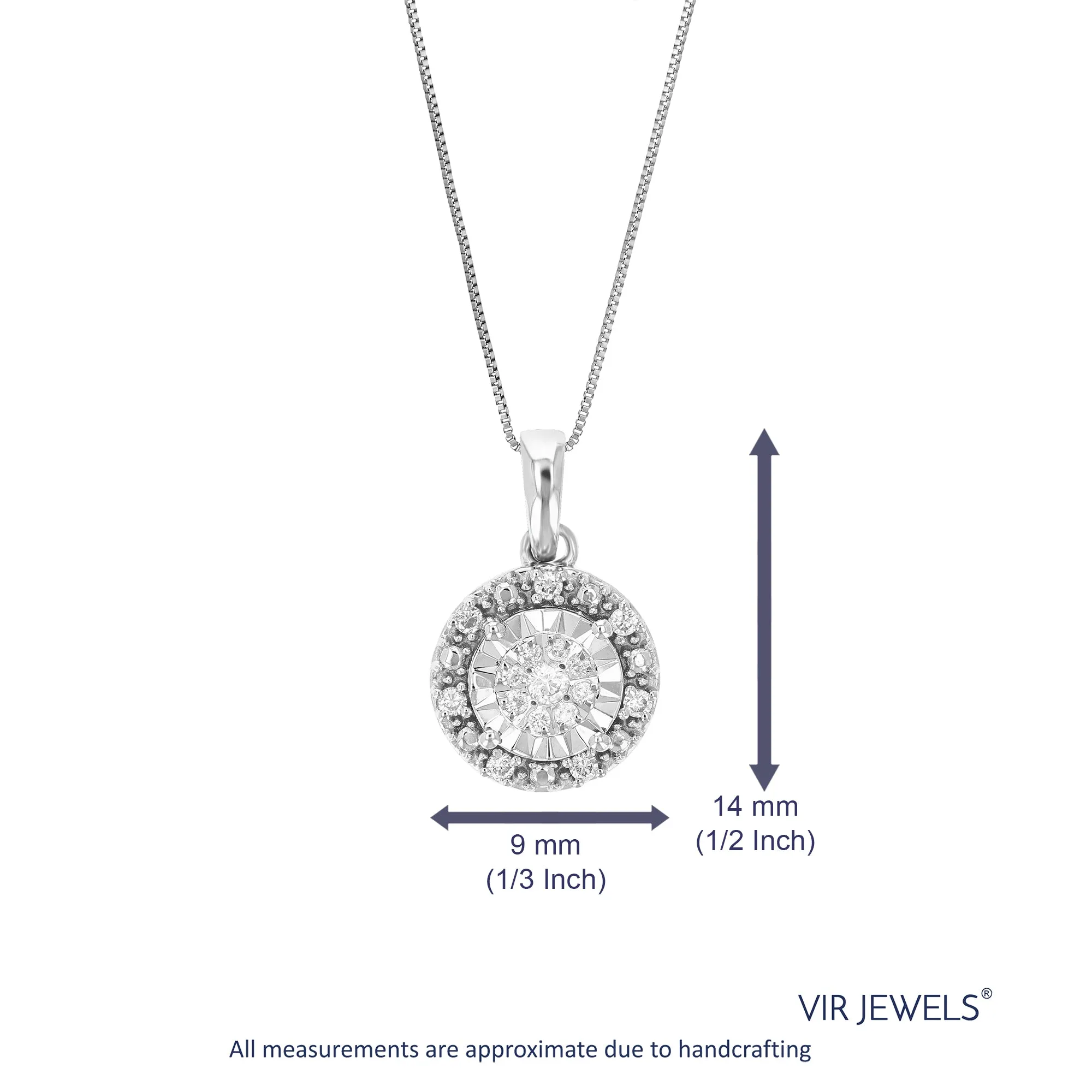 1/8 cttw Lab Grown Cluster Diamond Pendant in Sterling Silver