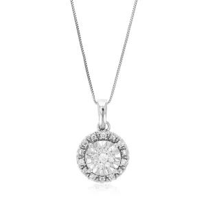 1/8 cttw Lab Grown Cluster Diamond Pendant in Sterling Silver