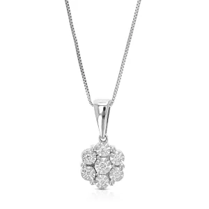 1/8 cttw Lab Grown Diamond Flower Drop Pendant in Sterling Silver