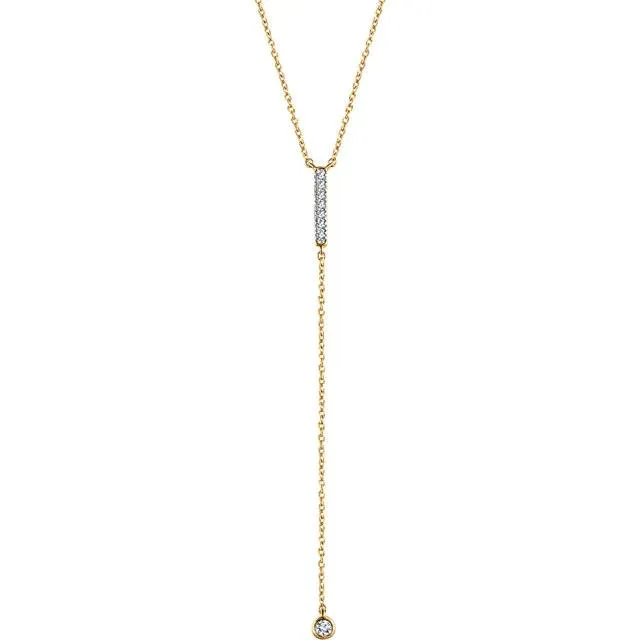 1/8 CTW Diamond Bar Y Necklace 16-18" - 14k Gold (Y, W or R)