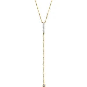 1/8 CTW Diamond Bar Y Necklace 16-18" - 14k Gold (Y, W or R)
