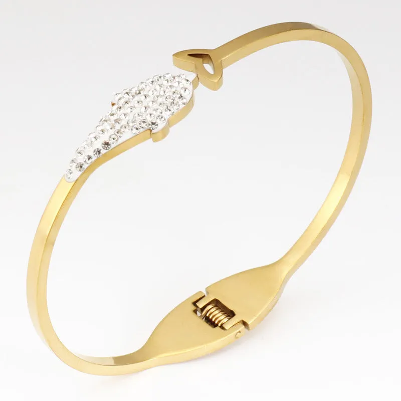 18k Gold Plated Stainless Steel Inspired Designer Women Bracelet Bangle