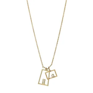 18K Gold "Simple Grid" Necklace with Diamond Details