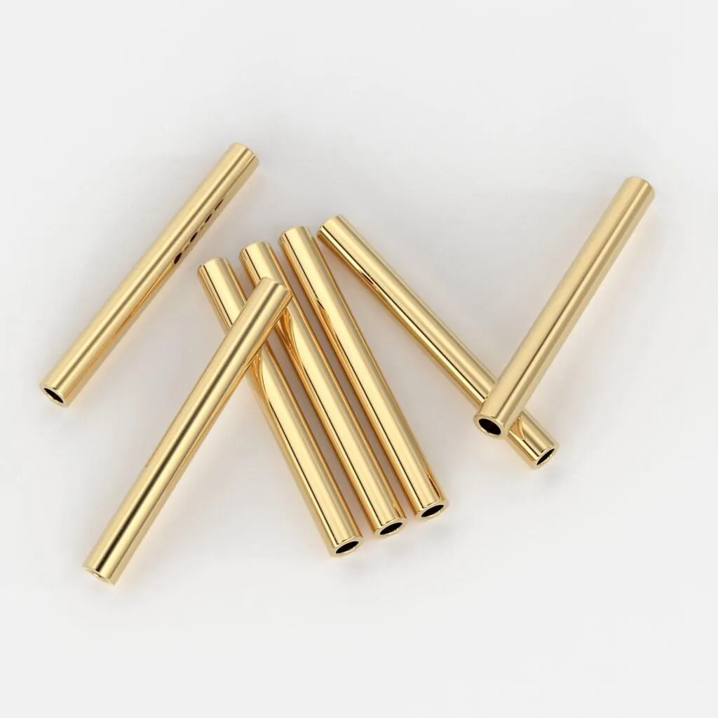 18k Solid Yellow Gold Smooth Tube 11mm Beads Findings (10 PIECES)