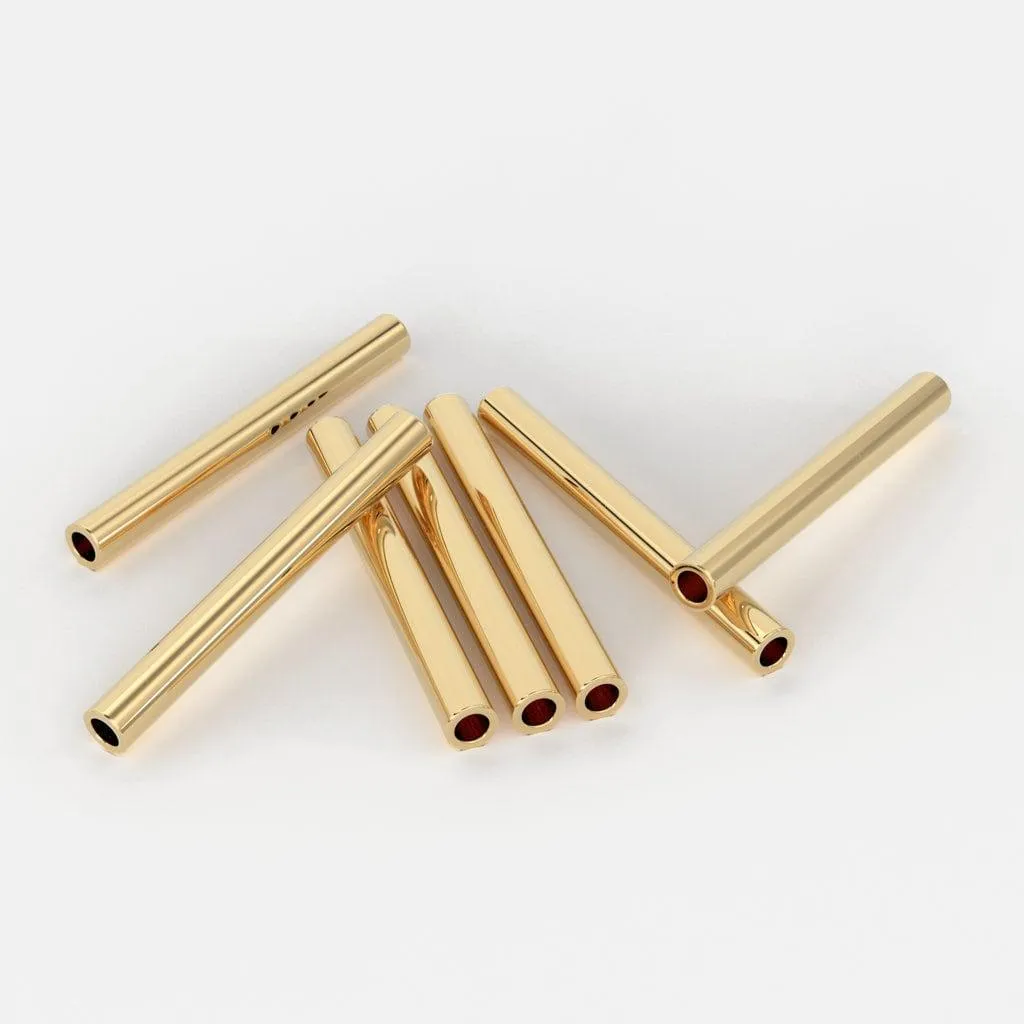 18k Solid Yellow Gold Smooth Tube 11mm Beads Findings (10 PIECES)