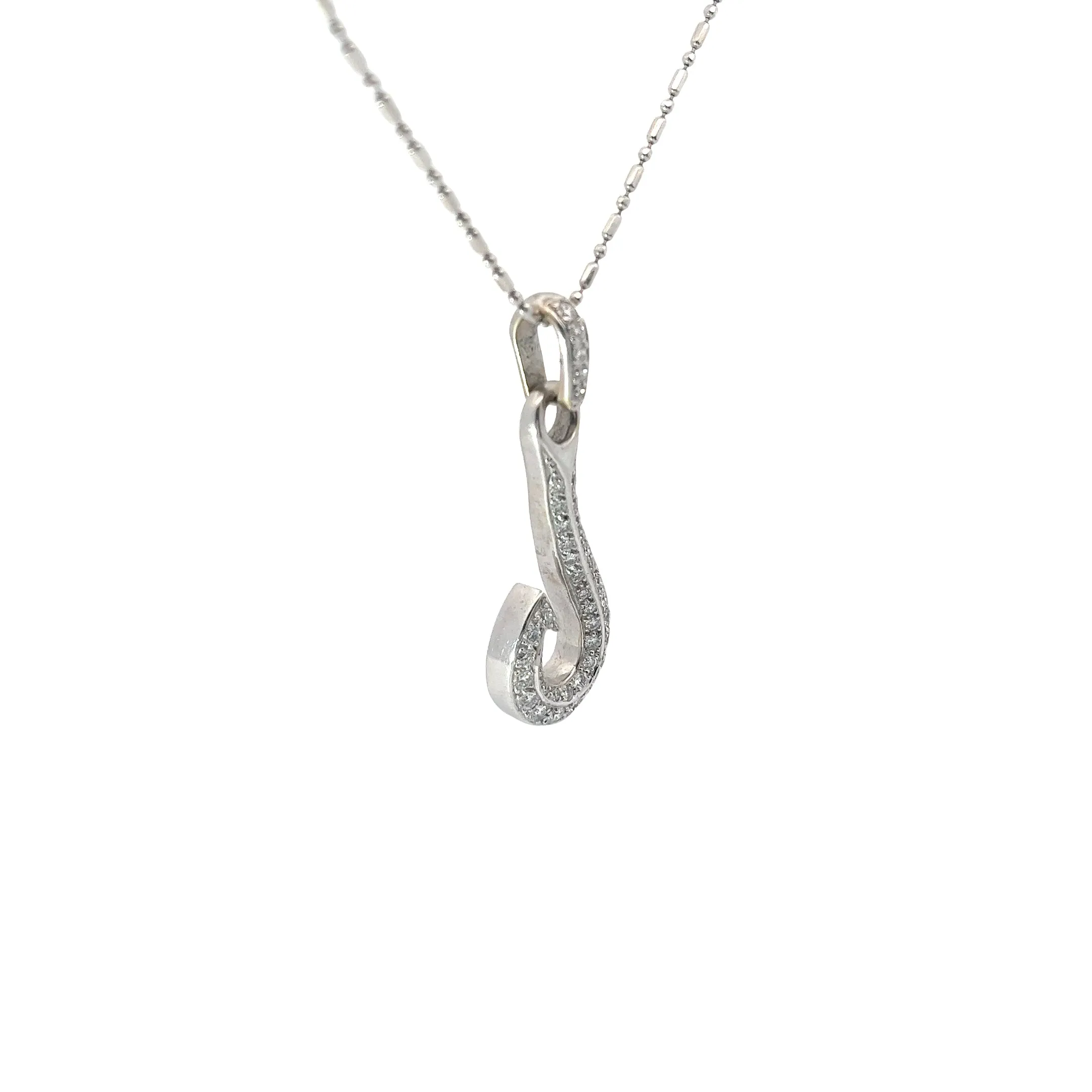 18k white gold Diamond Hook Necklace