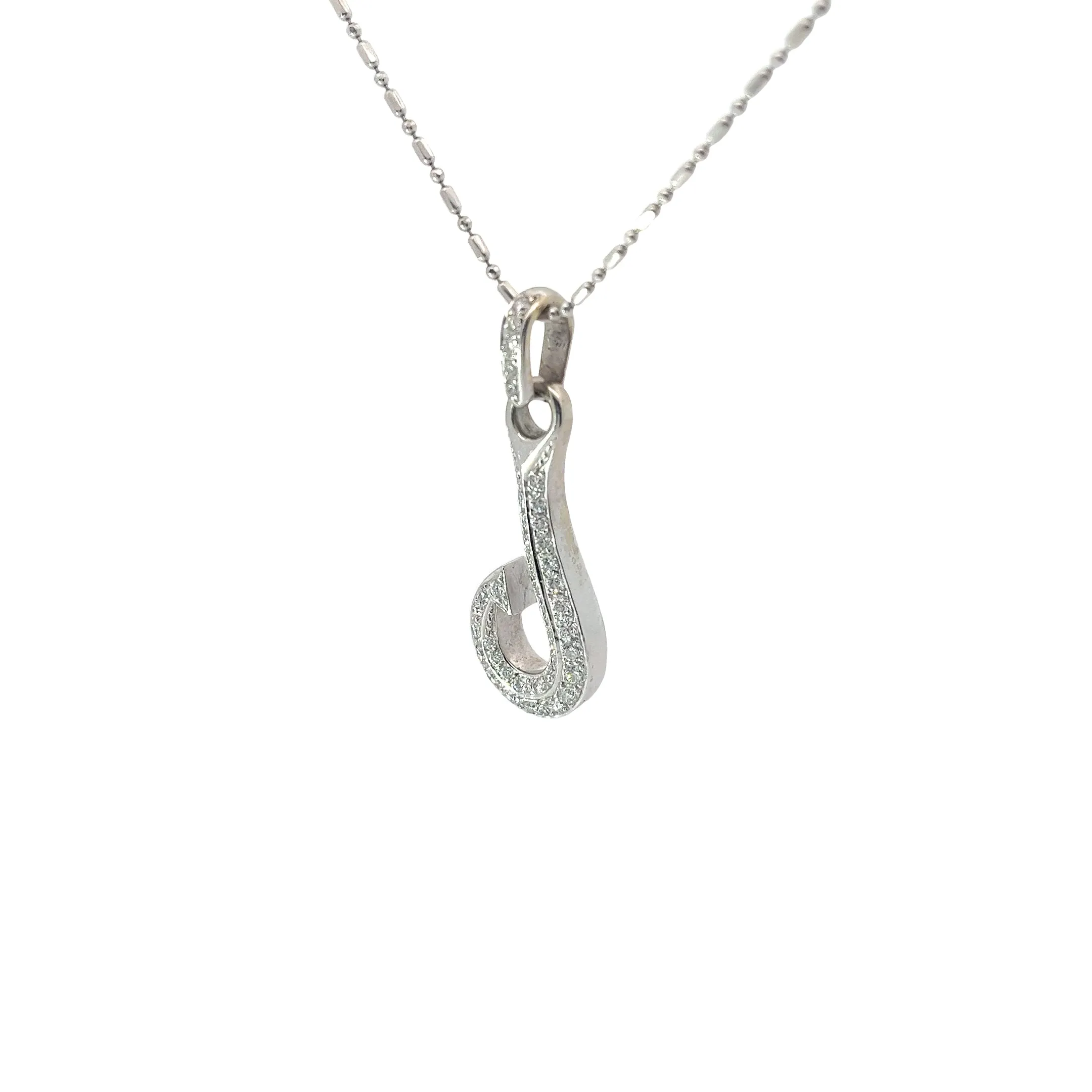 18k white gold Diamond Hook Necklace