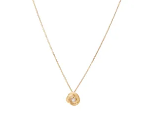 18K Yellow Gold Floral Pendant With Diamond Center