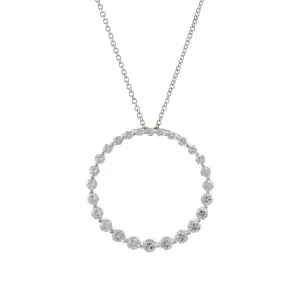18KT White Gold Circle Diamond Pendant