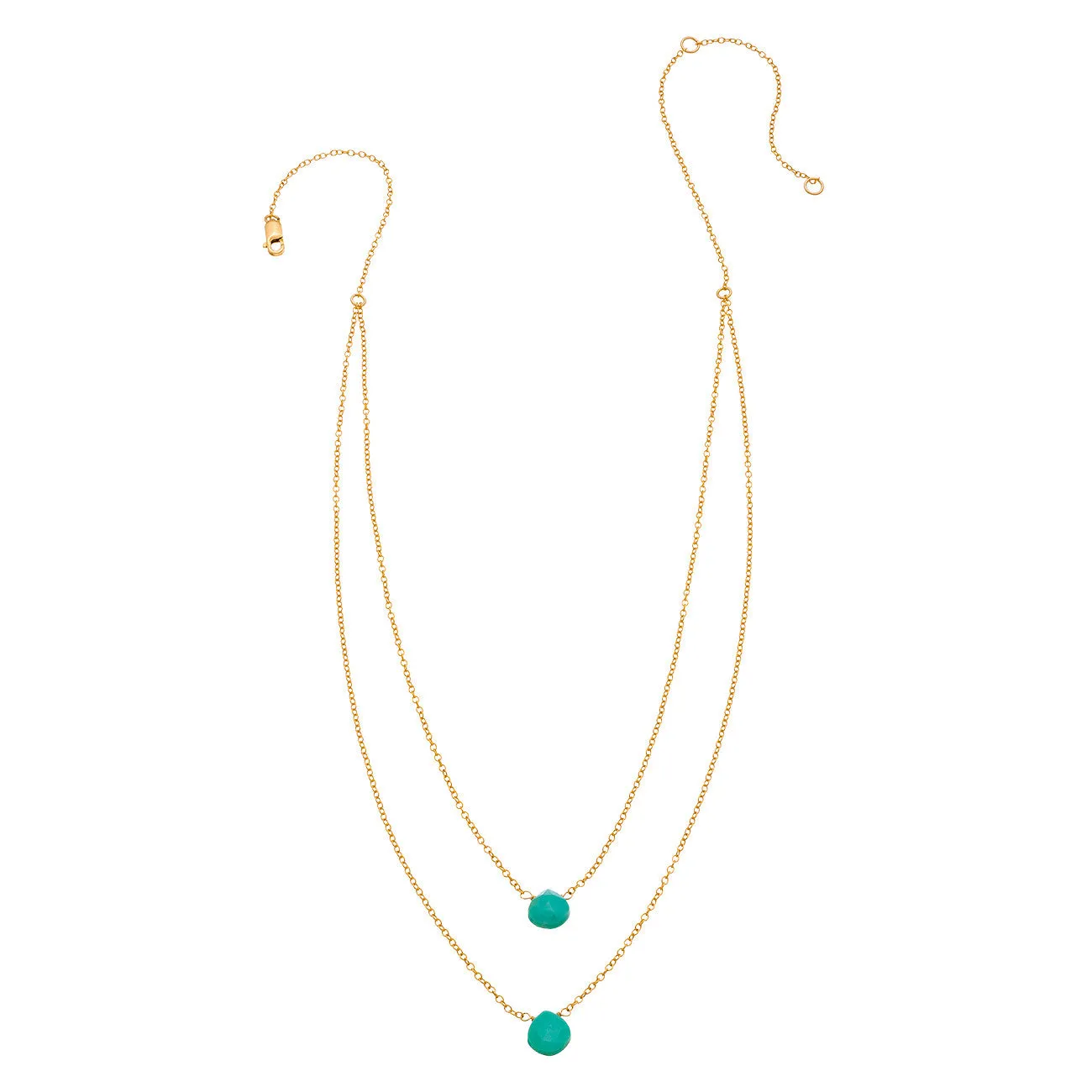 2 Tiny Gemstones Drape Necklace