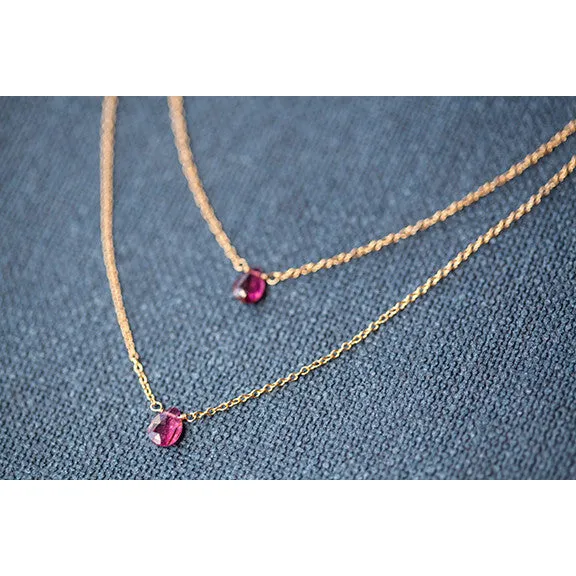 2 Tiny Gemstones Drape Necklace