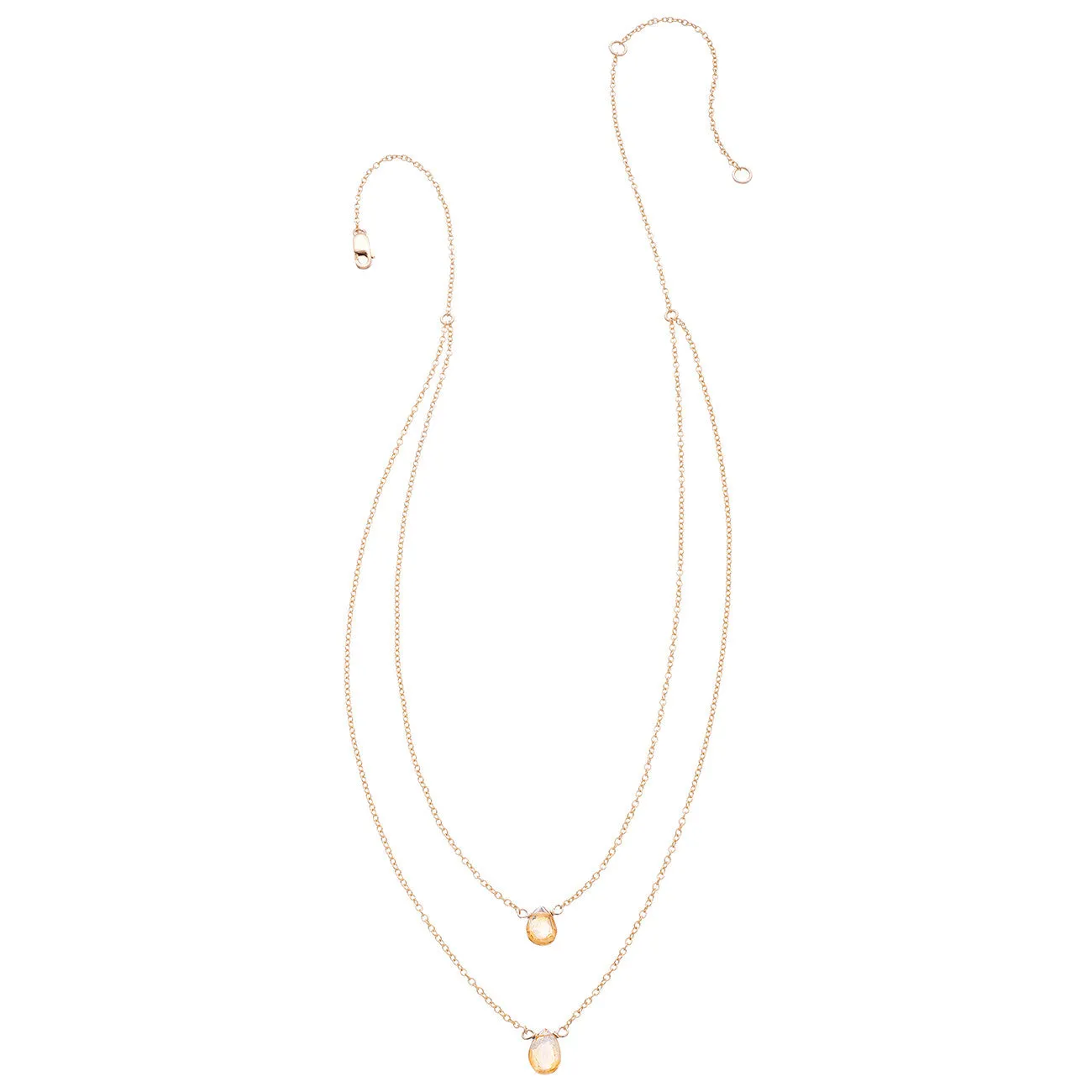 2 Tiny Gemstones Drape Necklace