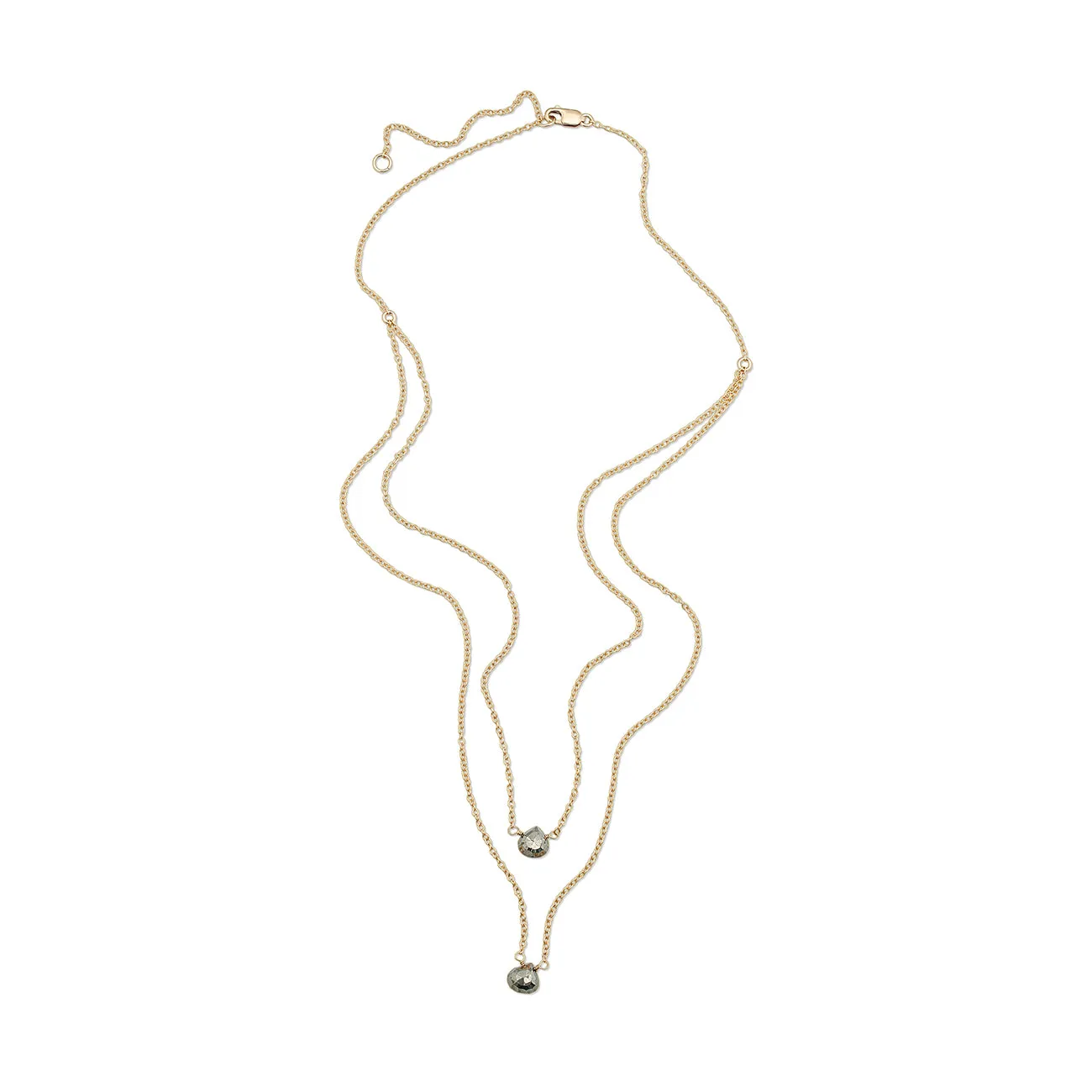 2 Tiny Gemstones Drape Necklace