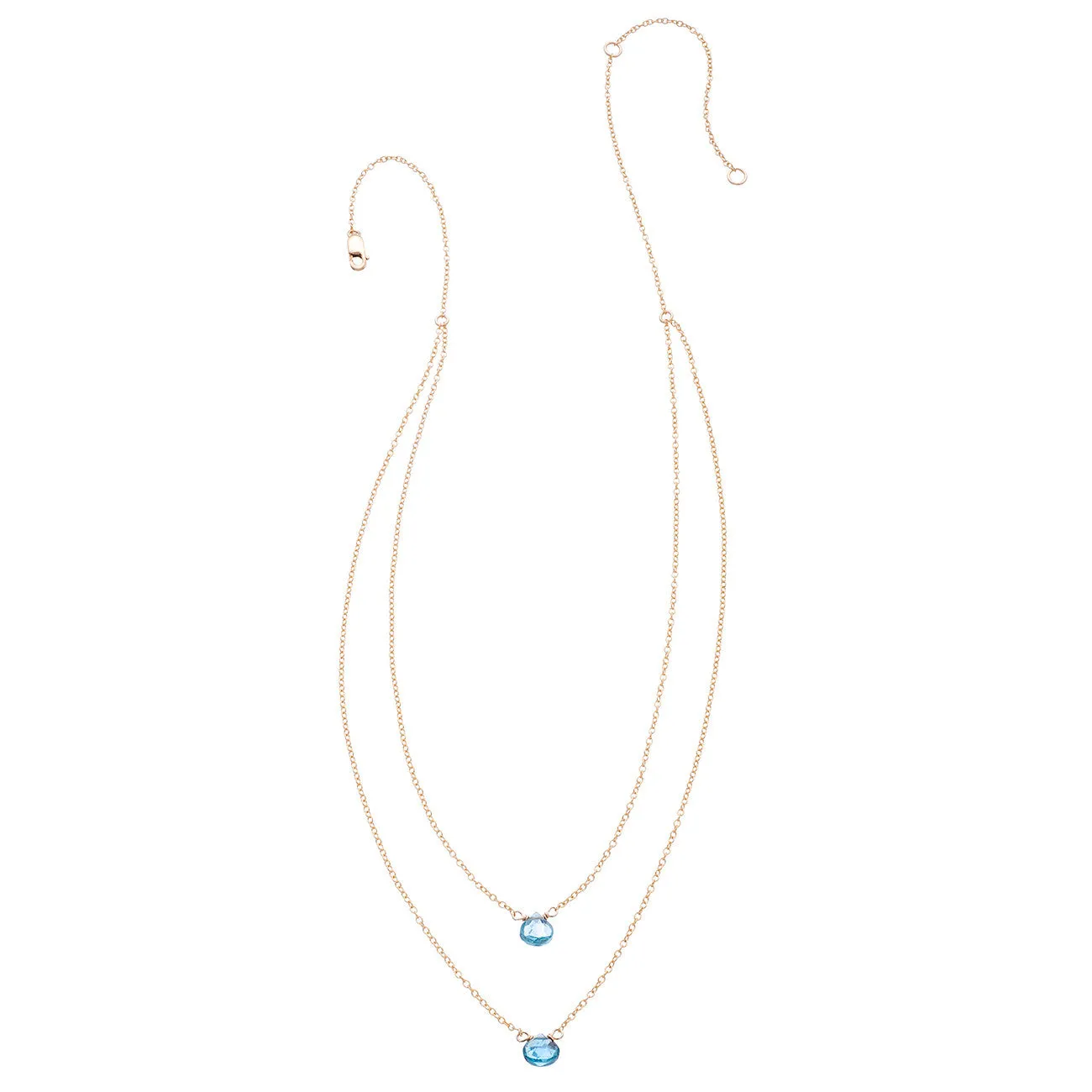 2 Tiny Gemstones Drape Necklace