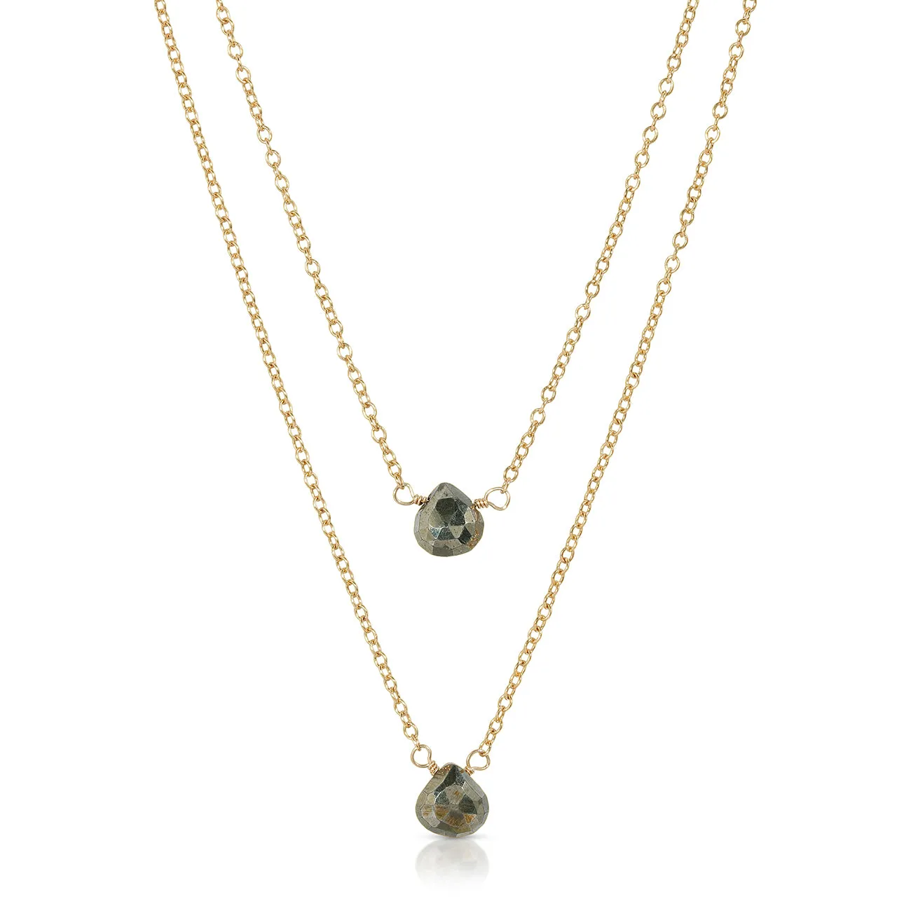 2 Tiny Gemstones Drape Necklace
