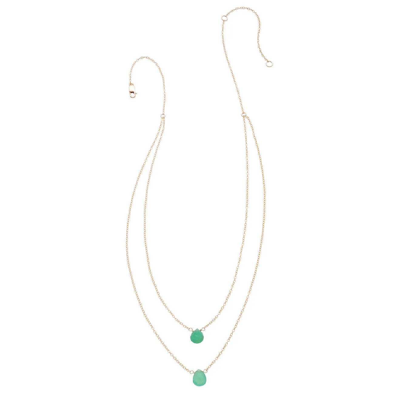 2 Tiny Gemstones Drape Necklace