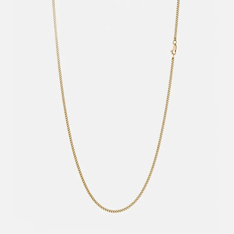 2mm Mini Cuban Link Chain in 14K Solid Yellow Gold