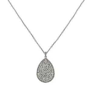 3.38ct Diamonds in 925 Sterling Silver Tear Drop Pendant Necklace