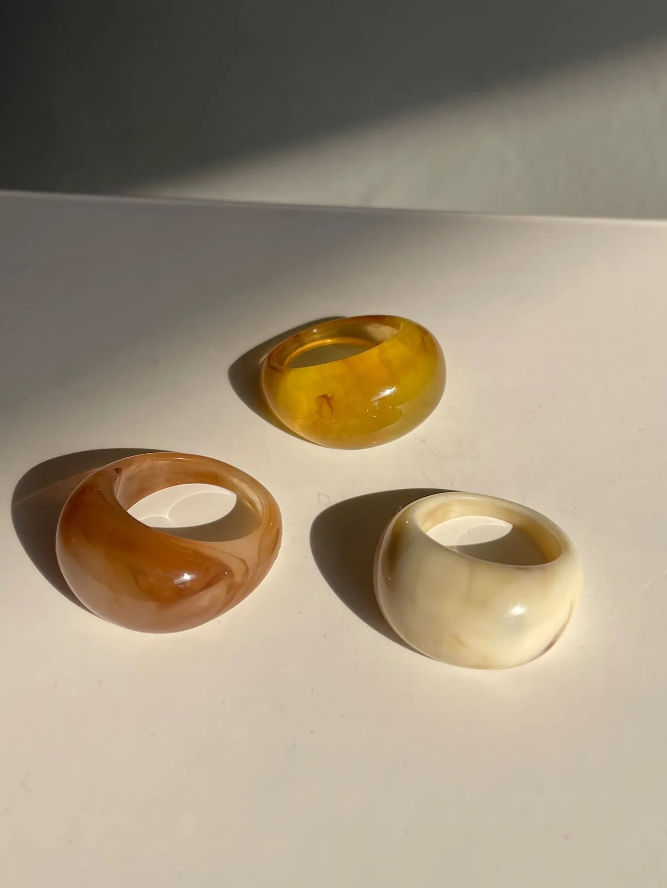3pcs Simple Resin Ring - Multicolor