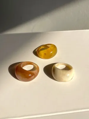 3pcs Simple Resin Ring - Multicolor