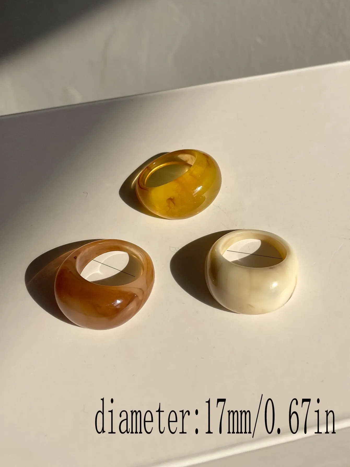 3pcs Simple Resin Ring - Multicolor